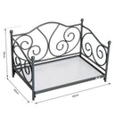 Lettino Cuccia per Cani e Gatti Struttura in Metallo con Cuscino Grigio 65x42x42 cm 