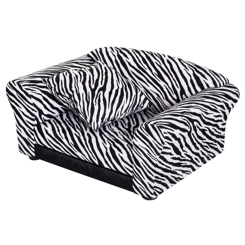Cuccia Divano per Cani e Gatti con Cuscino Stampa Zebra 66x44x30 cm 