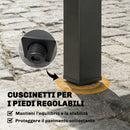 Tavolo da Giardino Allungabile 80-160x80x75 cm per 4-6 Persone con Piano a Doghe in Alluminio Nero      