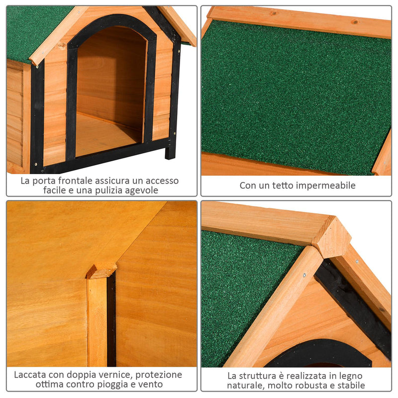 Cuccia per Cani da Esterno in Legno Naturale 76x65x64 cm 