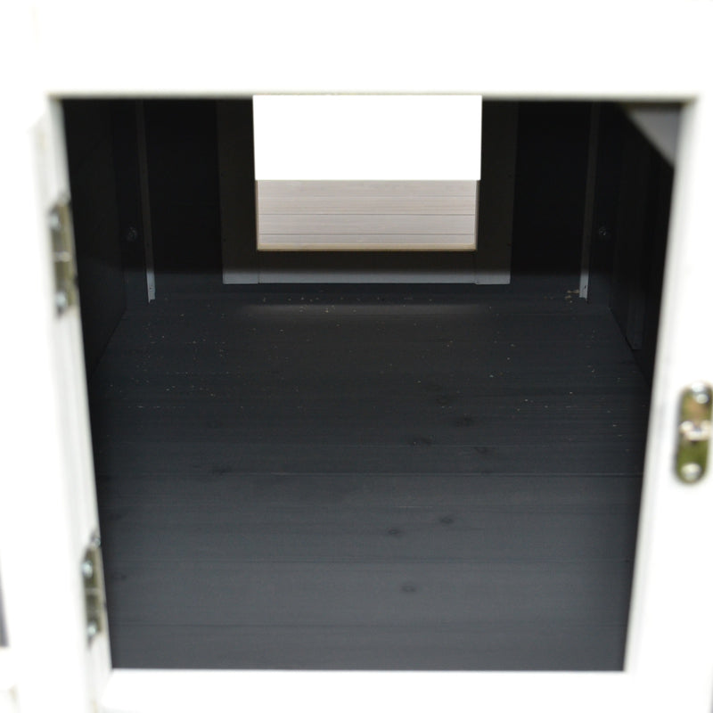 Cuccia da Esterno Rialzata con Balconcino e Tetto Impermeabile in Legno Grigio 83x66.5x74.7 cm 