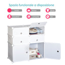 Armadio Guardaroba Scarpiera Modulare in Plastica 6 Cubi Bianco 75x37x73 cm 