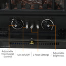 Camino Elettrico da Terra 42x28x55 cm 950/1850W Effetto Fiamma Nero 