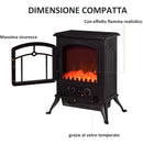 Camino Elettrico da Terra 42x28x55 cm 950/1850W Effetto Fiamma Nero 