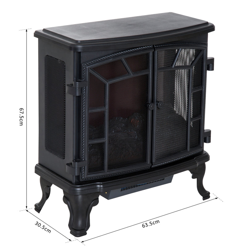 Camino Elettrico da Terra 63.5x30.5x67.5 cm 1000W/2000W Nero 