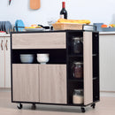 Mobiletto Carrello da Cucina con Cassetti in Legno Rovere e Nero 76.5x40x82 cm