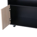 Mobiletto Carrello da Cucina con Cassetti in Legno Rovere e Nero 76.5x40x82 cm