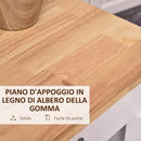 Carrello da Cucina Salvaspazio in Legno Bianco 65x48x90 cm