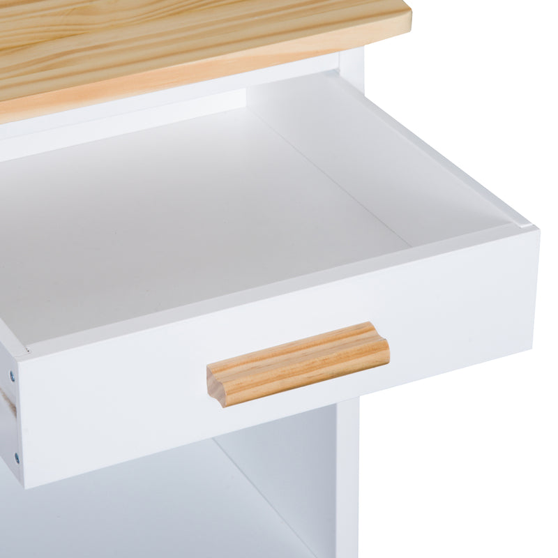 Mobiletto da Cucina con Ruote Portabottiglie e Porta bicchieri in Bambù 76x40x88 cm