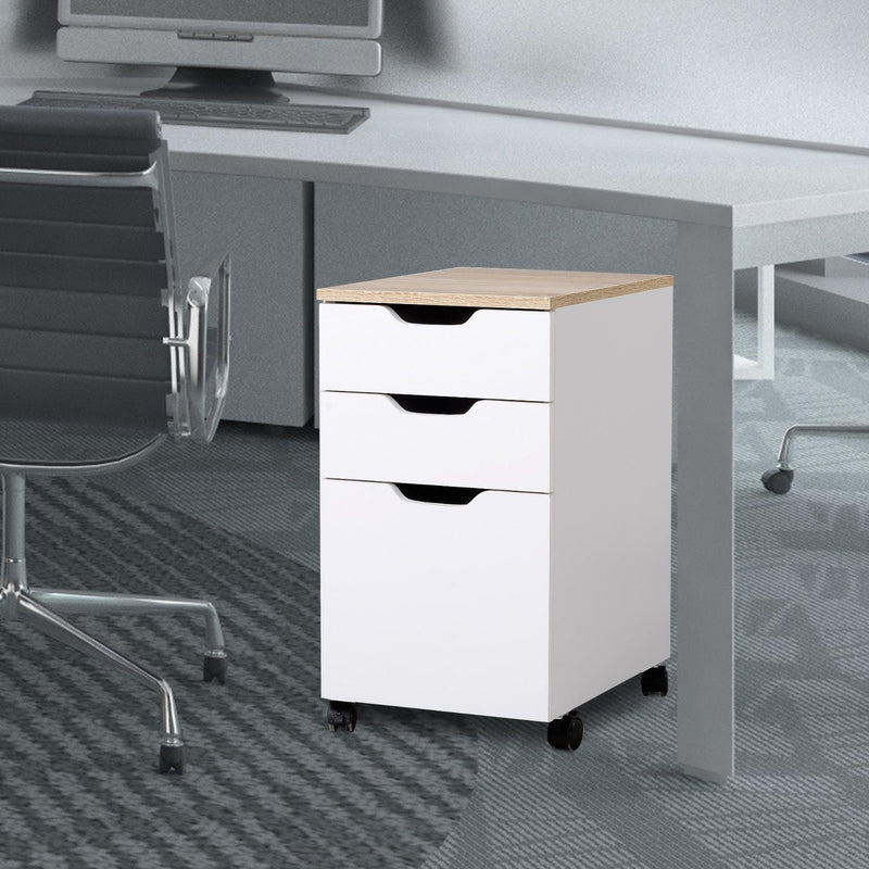 Cassettiera Portadocumenti da Ufficio in Legno Bianco 33x45x60 cm 