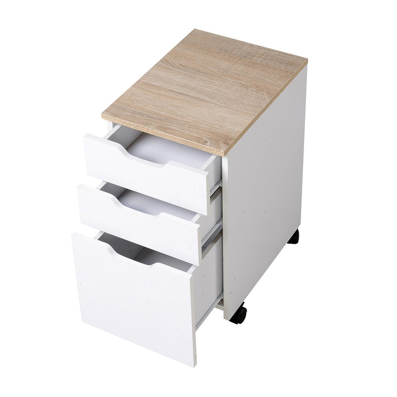 Cassettiera Portadocumenti da Ufficio in Legno Bianco 33x45x60 cm 