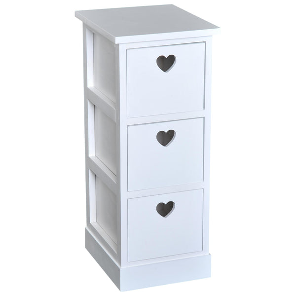 acquista Set di 2 Comodino con 3 Cassetti in Legno MDF Bianco 25.5x30x62 cm