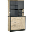 Mobile da Cucina Credenza 4 Ripiani in Legno Rovere e Nero 90x39x169 cm 
