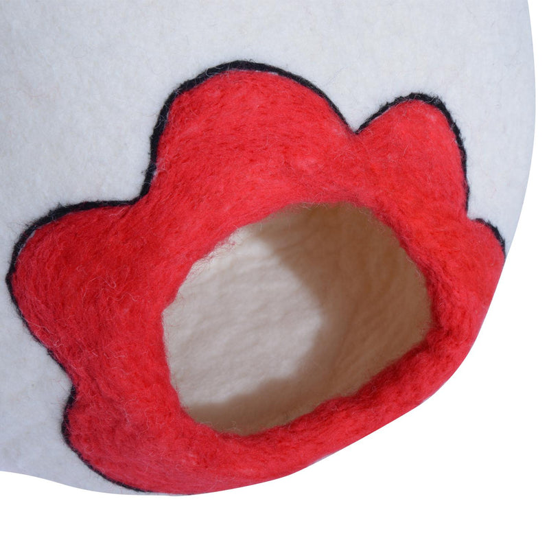 Cuccia per Gatti in Lana Bianco e Rosso Ø35x20 cm 