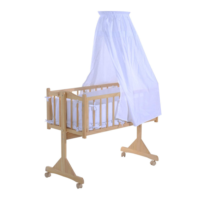 Culla Lettino a Dondolo per Neonati in Legno Naturale con