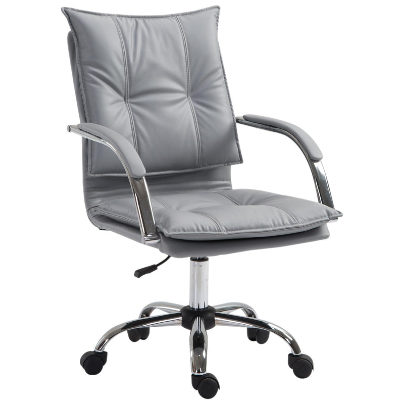Sedia da Ufficio Direzionale Imbottita Altezza Regolabile in Similpelle Grigia 
