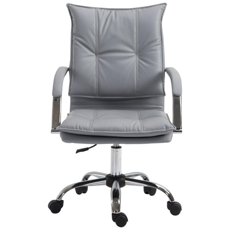 Sedia da Ufficio Direzionale Imbottita Altezza Regolabile in Similpelle Grigia 