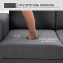 Divano 3 Posti con Cuscini in Tessuto di Lino Grigio scuro 200x82x78 cm 