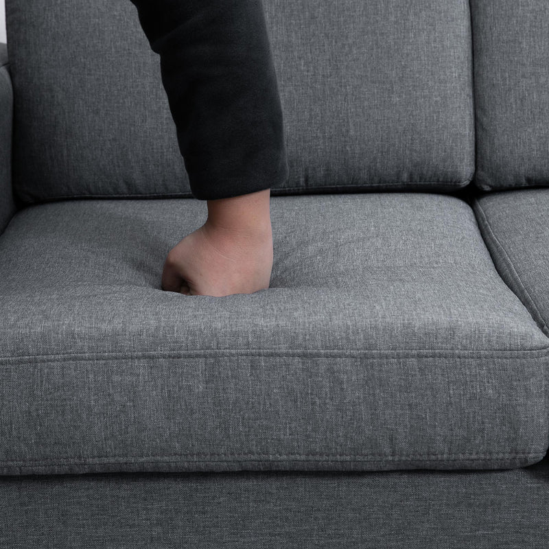 Divano 3 Posti con Cuscini in Tessuto di Lino Grigio scuro 200x82x78 cm 