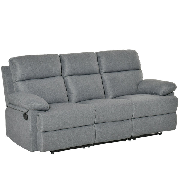 sconto Divano 3 Posti con Schienale e Poggiapiedi Laterali Reclinabili Grigio Antracite 185x95x97 cm