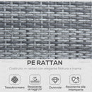 Set Mobili da Esterno in Rattan Sintetico Divanetto e 2 Poltrone con Tavolino e Cuscini Grigio 