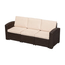 Divano da Esterno a 3 Posti in Rattan Sintetico con Cuscini Marrone 199x71x75 cm 