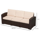 Divano da Esterno a 3 Posti in Rattan Sintetico con Cuscini Marrone 199x71x75 cm 