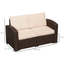 Divano 2 Posti da Giardino in Rattan Sintetico Marrone 