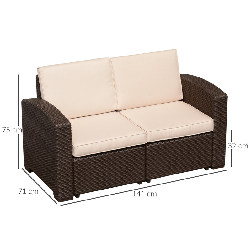 Divano 2 Posti da Giardino in Rattan Sintetico Marrone 