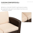 Divano 2 Posti da Giardino in Rattan Sintetico Marrone 