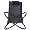 Sedia a Dondolo Moderna da Giardino in Textilene Nero 154x80x84 cm 