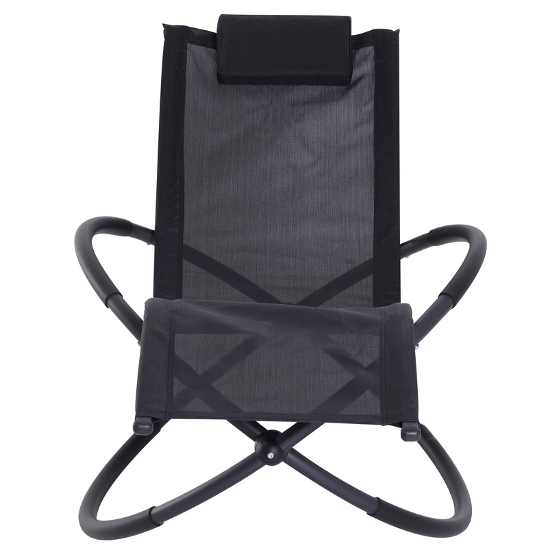 Sedia a Dondolo Moderna da Giardino in Textilene Nero 154x80x84 cm 