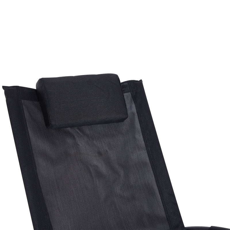 Sedia a Dondolo Moderna da Giardino in Textilene Nero 154x80x84 cm 