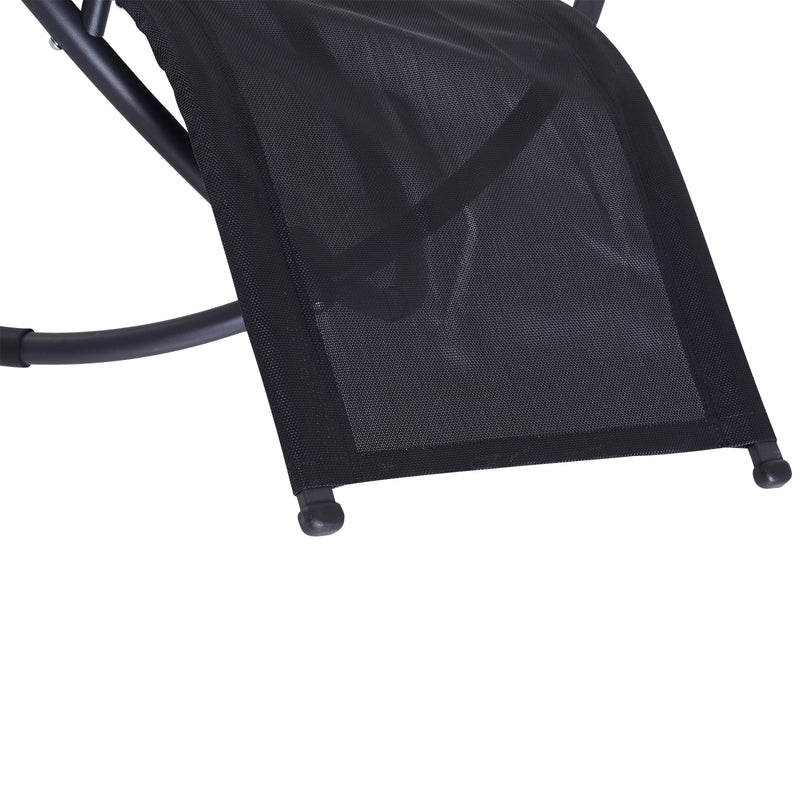 Sedia a Dondolo Moderna da Giardino in Textilene Nero 154x80x84 cm 