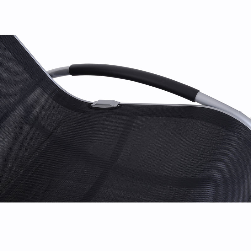 Sedia a Dondolo da Giardino Impermeabile in Alluminio Nero 120x61x88 cm 