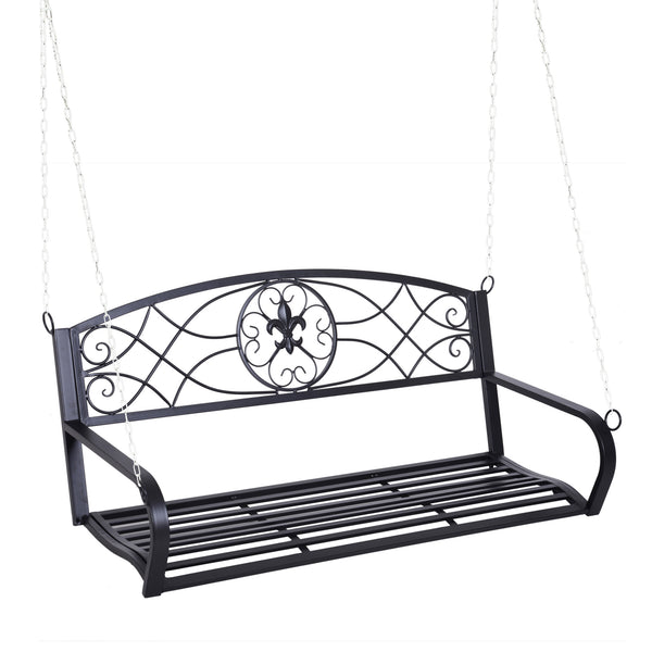 Dondolo da Giardino 3 Posti in Ferro Battuto Nero acquista
