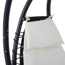 Sedia Dondolo Pensile Relax Chaise Longue di Lusso con Tettuccio Crema 