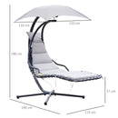 Sedia Dondolo Pensile Relax Chaise Longue di Lusso con Tettuccio Grigio 