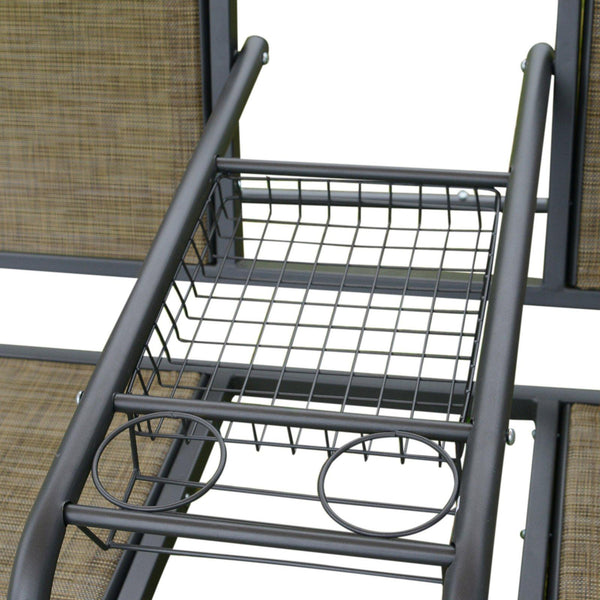 acquista Dondolo da Giardino 2 Posti in Acciaio con Tettuccio Parasole Marrone e Nero