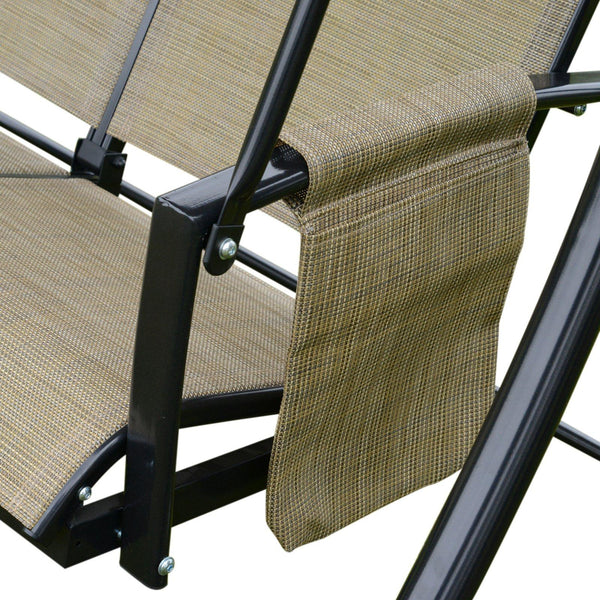 prezzo Dondolo da Giardino 3 Posti in Acciaio con Tettuccio Parasole Marrone e Nero