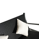 Dondolo da Giardino 3 Posti in Ferro e Rattan Sintetico con Cuscini e Tettuccio Parasole Nero 