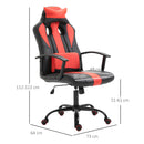 Sedia da Gaming Ergonomica in Similpelle Altezza Regolabile con Cuscino Nera e Rossa 