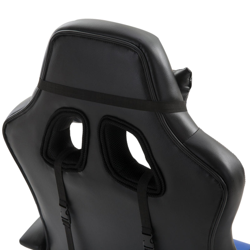 Sedia da Gaming Ergonomica in Similpelle Altezza Regolabile con Cuscino Nera e Blu 