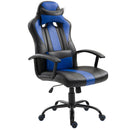 Sedia da Gaming Ergonomica in Similpelle Altezza Regolabile con Cuscino Nera e Blu 