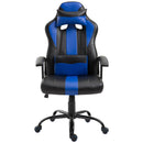 Sedia da Gaming Ergonomica in Similpelle Altezza Regolabile con Cuscino Nera e Blu 