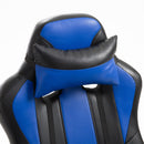 Sedia da Gaming Ergonomica in Similpelle Altezza Regolabile con Cuscino Nera e Blu 