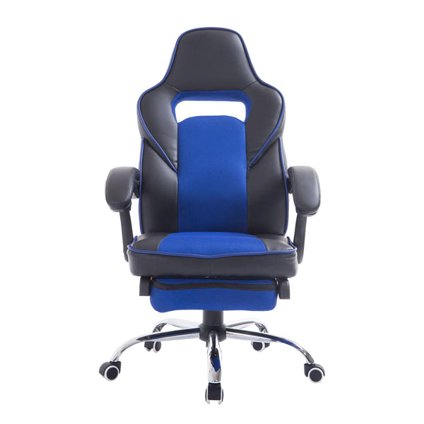 Sedia da Gaming Ergonomica in Similpelle Reclinabile con Supporto Gambe Nera e Blu online