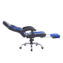 Sedia da Gaming Ergonomica in Similpelle Reclinabile con Supporto Gambe Nera e Blu 