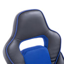 Sedia da Gaming Ergonomica in Similpelle Reclinabile con Supporto Gambe Nera e Blu 