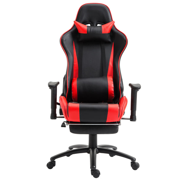 Sedia da Gaming Ergonomica in Similpelle Reclinabile con Supporto Gambe Nera e Rossa online